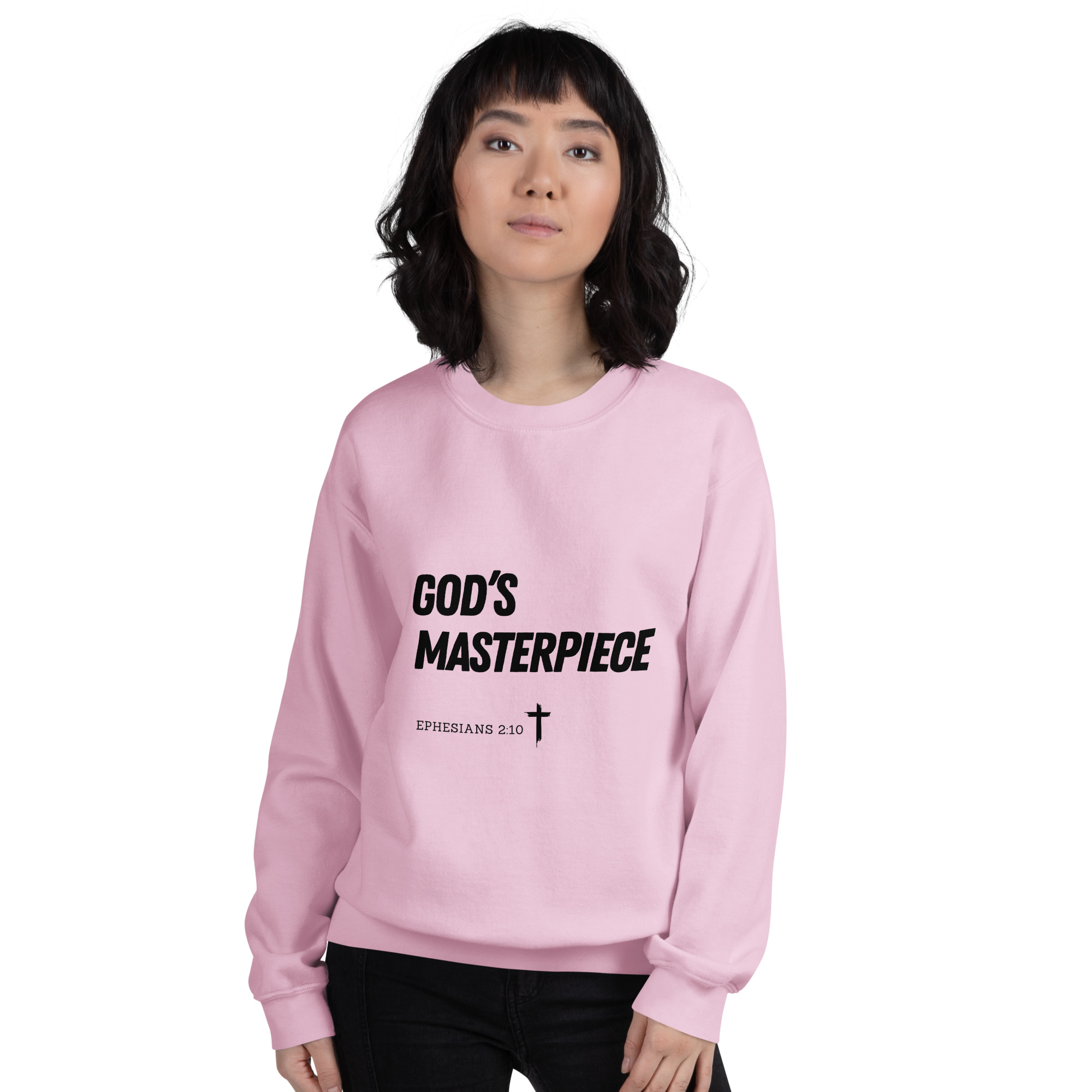'God's Masterpiece' Slim Fit Unisex Sweatshirt - w/Scripture, Light Colours - Image 5