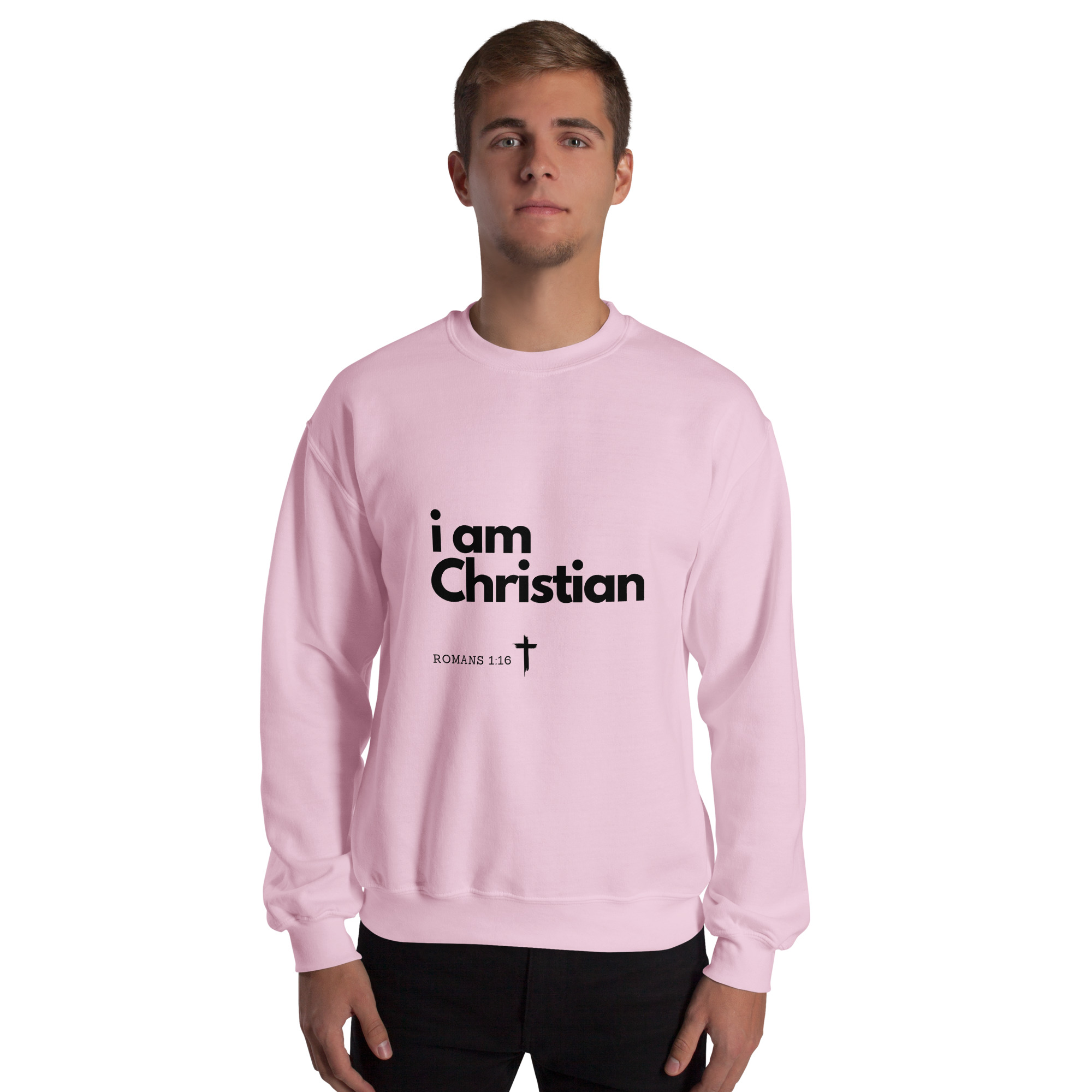 'i am Christian' Slim Fit Unisex Sweatshirt - w/Scripture, Light Colours