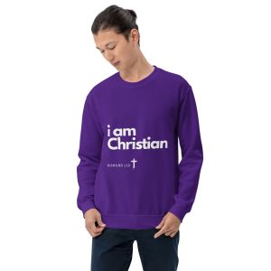 'i am Christian' Slim Fit Unisex Sweatshirt - w/Scripture, Dark Colours