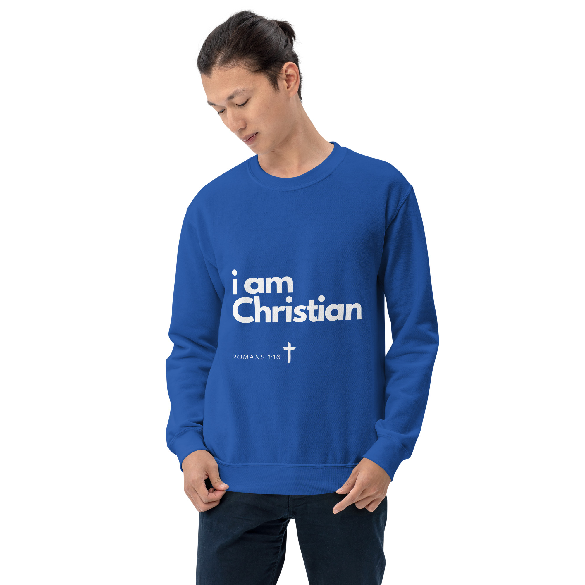 'i am Christian' Slim Fit Unisex Sweatshirt - w/Scripture, Dark Colours - Image 17
