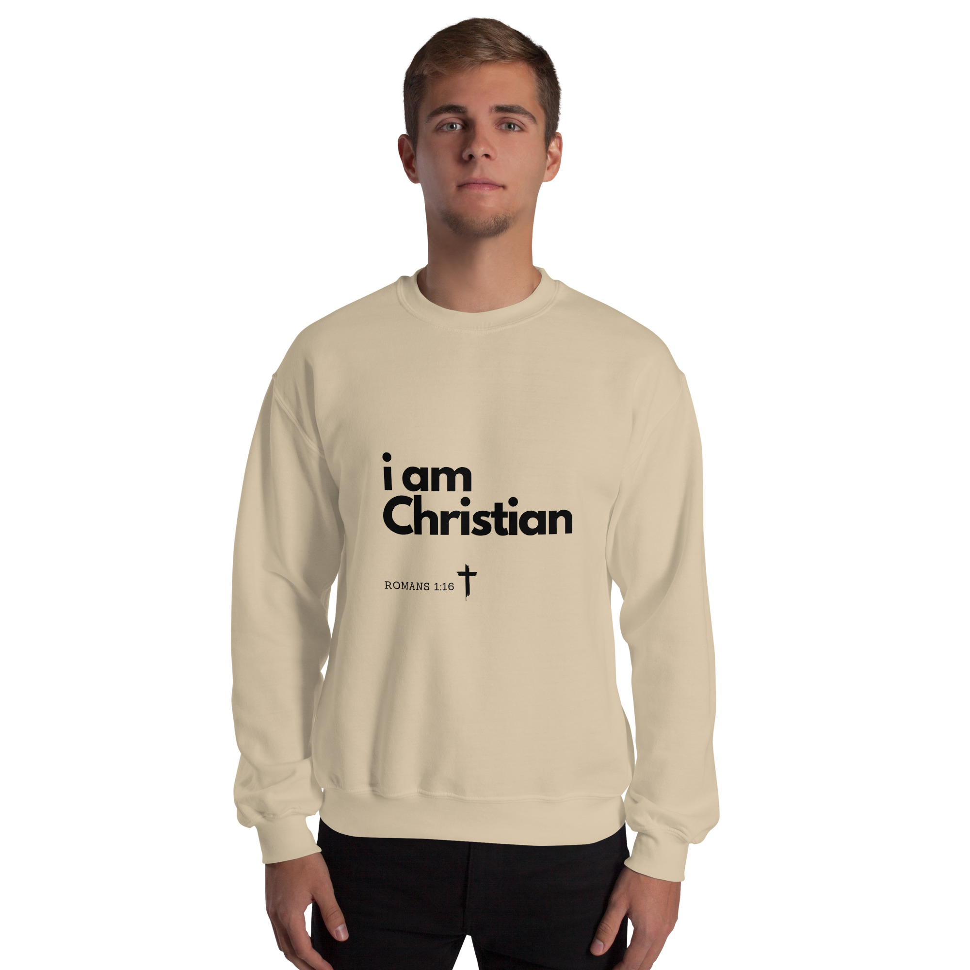'i am Christian' Slim Fit Unisex Sweatshirt - w/Scripture, Light Colours - Image 11