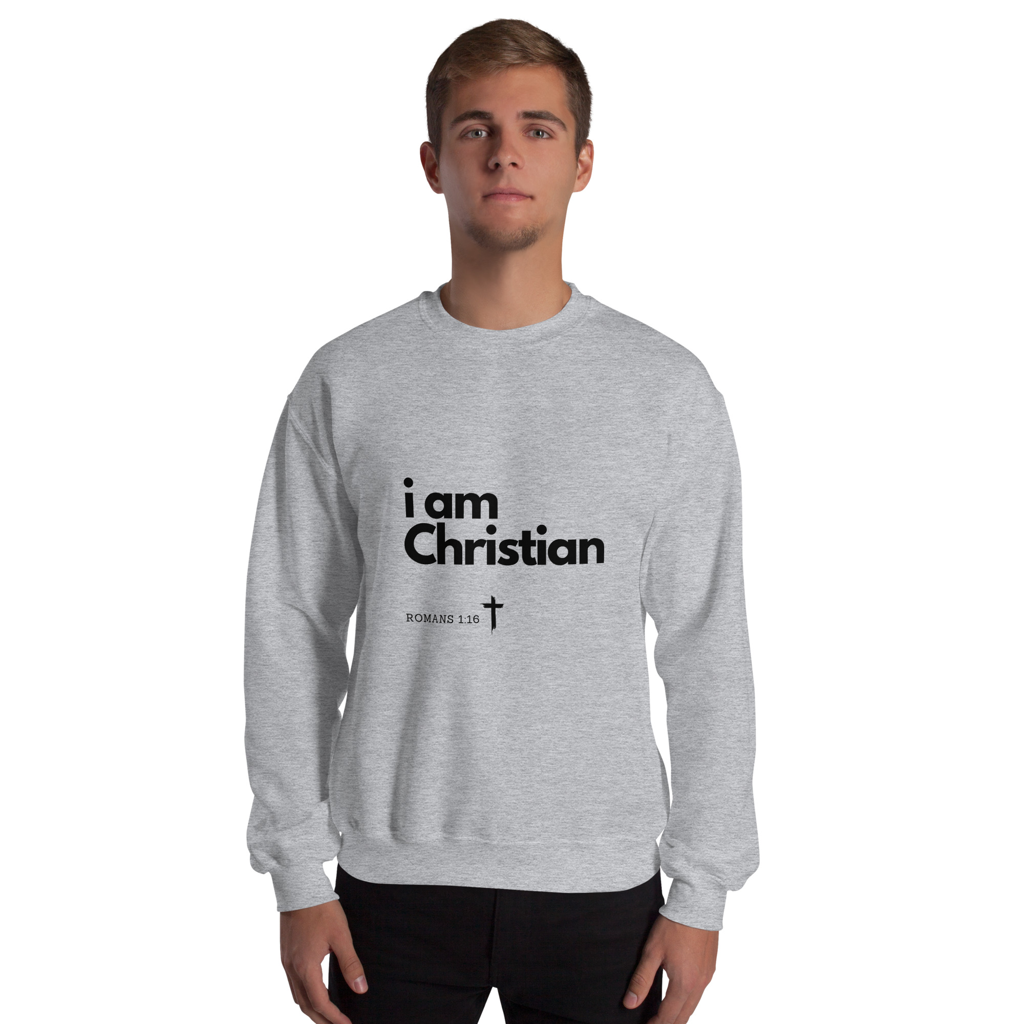 'i am Christian' Slim Fit Unisex Sweatshirt - w/Scripture, Light Colours - Image 9