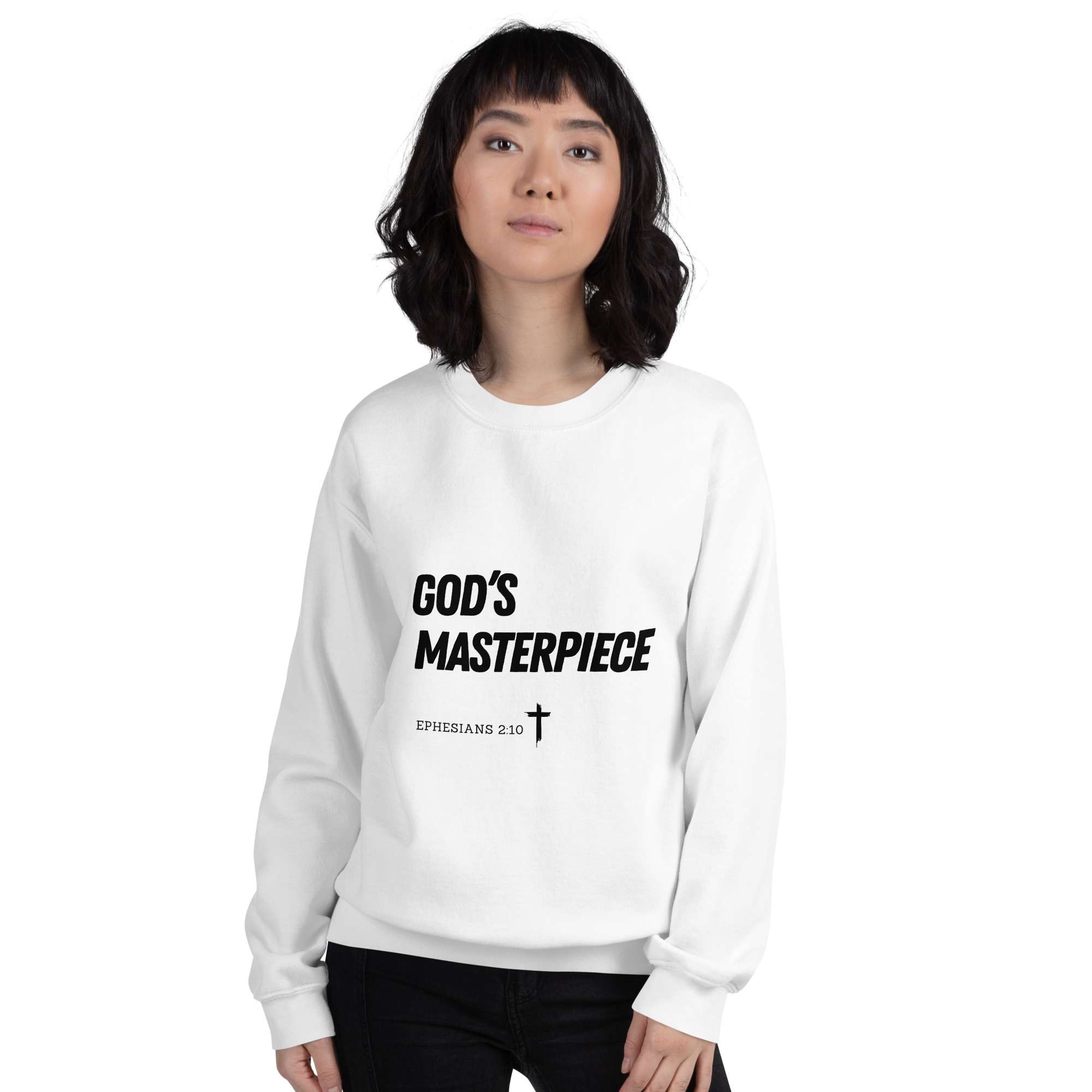 'God's Masterpiece' Slim Fit Unisex Sweatshirt - w/Scripture, Light Colours - Image 7