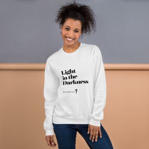 'Light in the Darkness' Slim Fit Unisex Sweatshirt - w/Scripture, Light Colours
