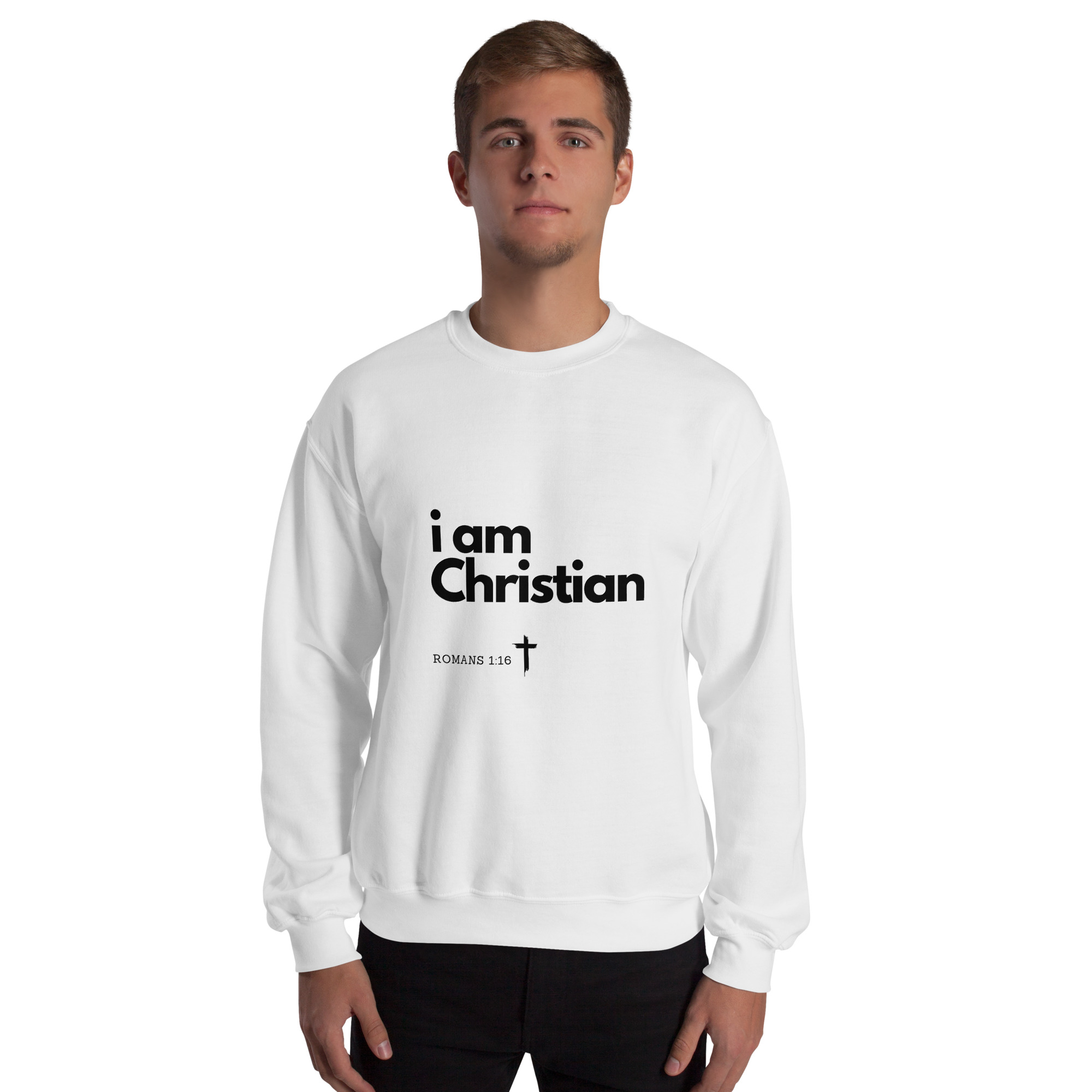 'i am Christian' Slim Fit Unisex Sweatshirt - w/Scripture, Light Colours - Image 15